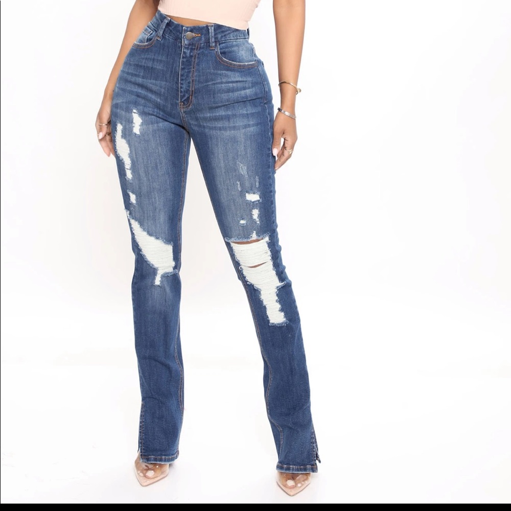 Fashion Nova split hem jeans size 5